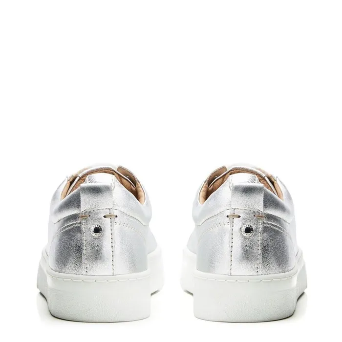 Women Moda In Pelle Casual Trainers Aiyla Silver Leather