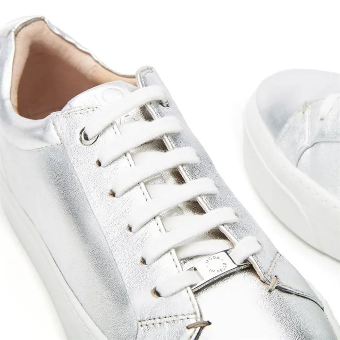 Women Moda In Pelle Casual Trainers Aiyla Silver Leather