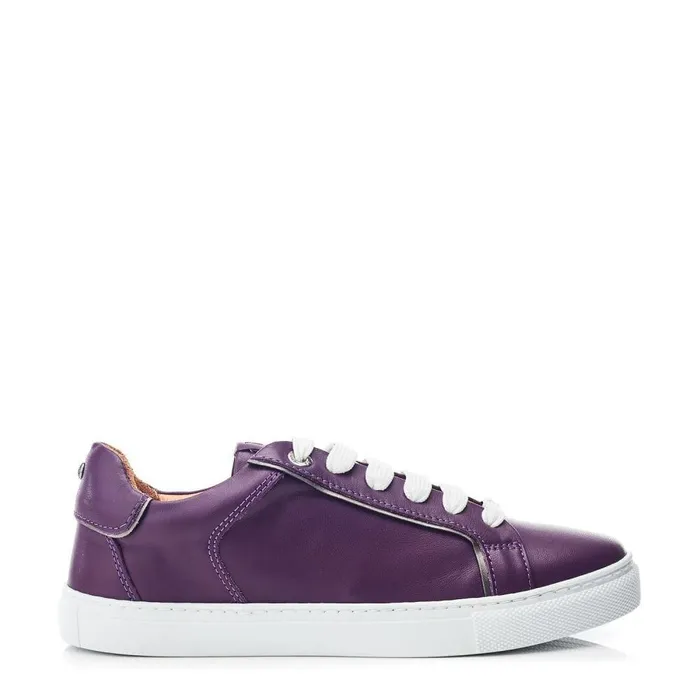 Women Moda In Pelle Casual Trainers Ales Purple Leather