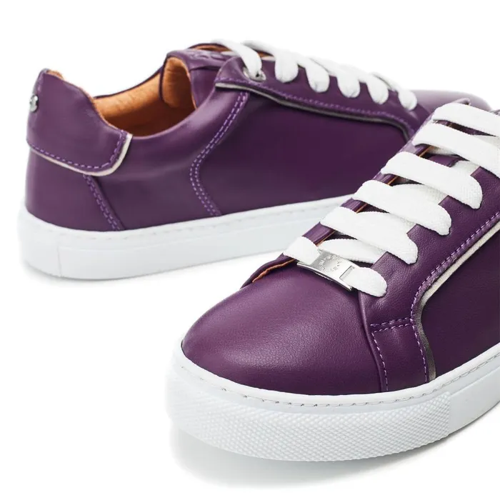 Women Moda In Pelle Casual Trainers Ales Purple Leather