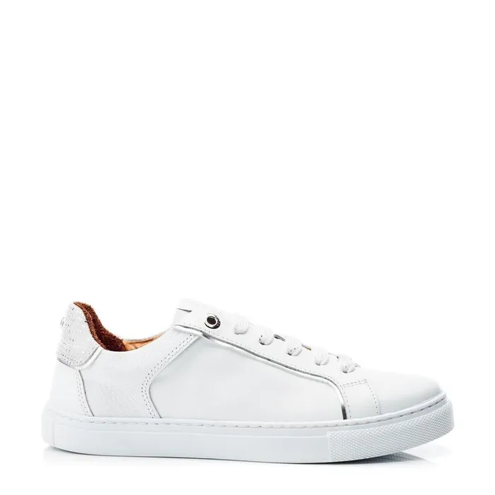 Women Moda In Pelle Casual Trainers Ales White Leather
