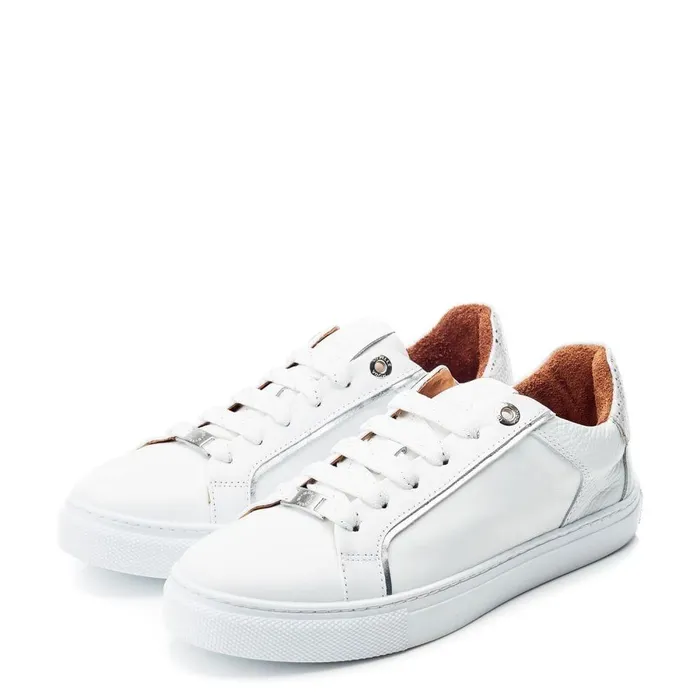 Women Moda In Pelle Casual Trainers Ales White Leather