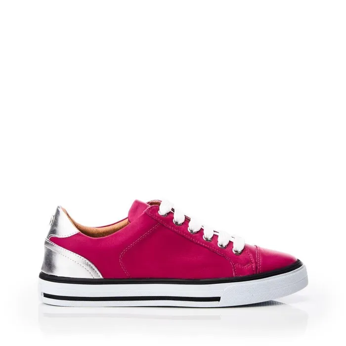 Women Moda In Pelle Casual Trainers Amor Fuschia Leather
