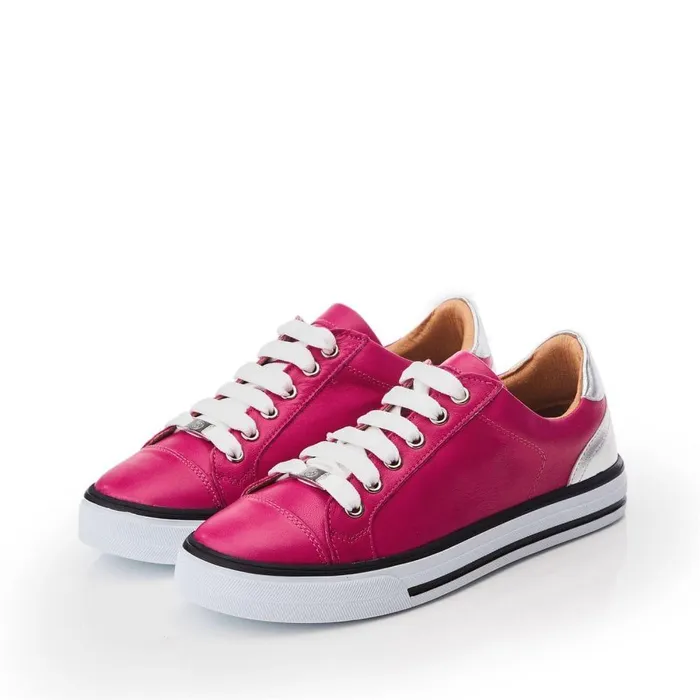 Women Moda In Pelle Casual Trainers Amor Fuschia Leather