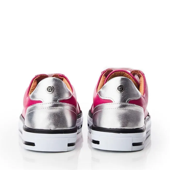 Women Moda In Pelle Casual Trainers Amor Fuschia Leather