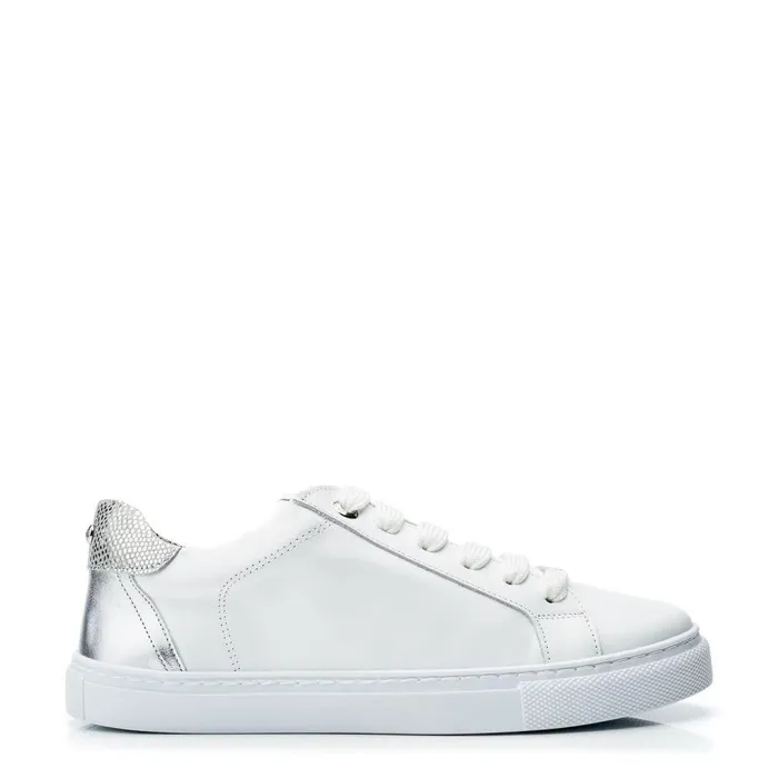 Women Moda In Pelle Casual Trainers Braidie White Leather