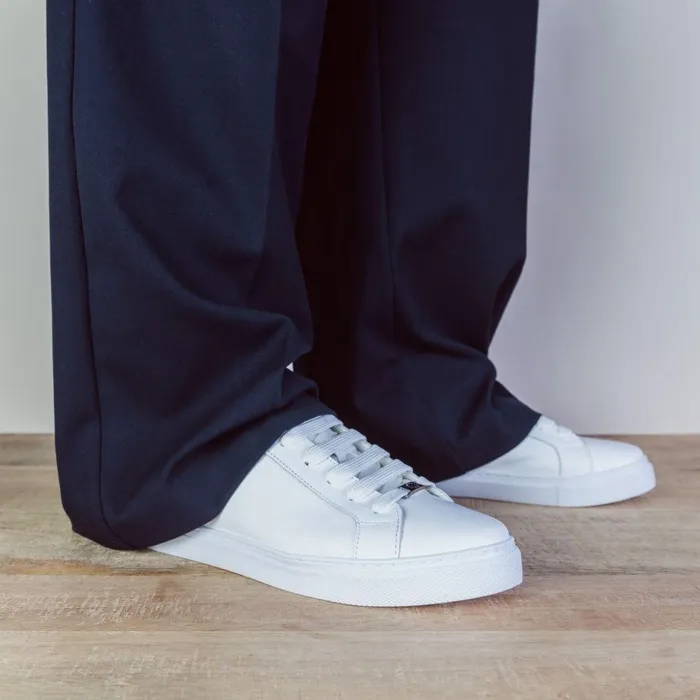 Women Moda In Pelle Casual Trainers Braidie White Leather