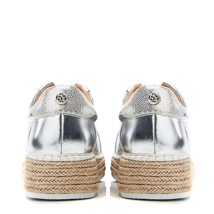 Women Moda In Pelle Casual Trainers Breely Silver Metallic