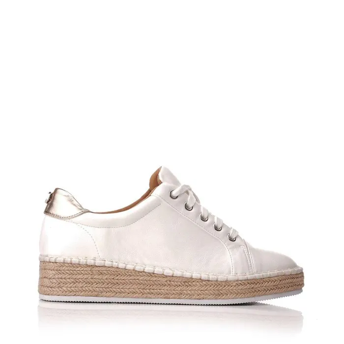 Women Moda In Pelle Casual Trainers Breely White Porvair