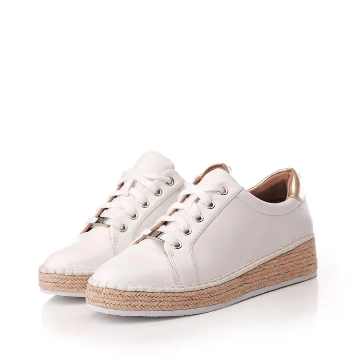 Women Moda In Pelle Casual Trainers Breely White Porvair