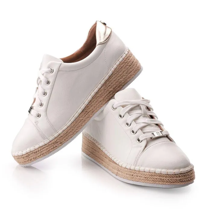 Women Moda In Pelle Casual Trainers Breely White Porvair