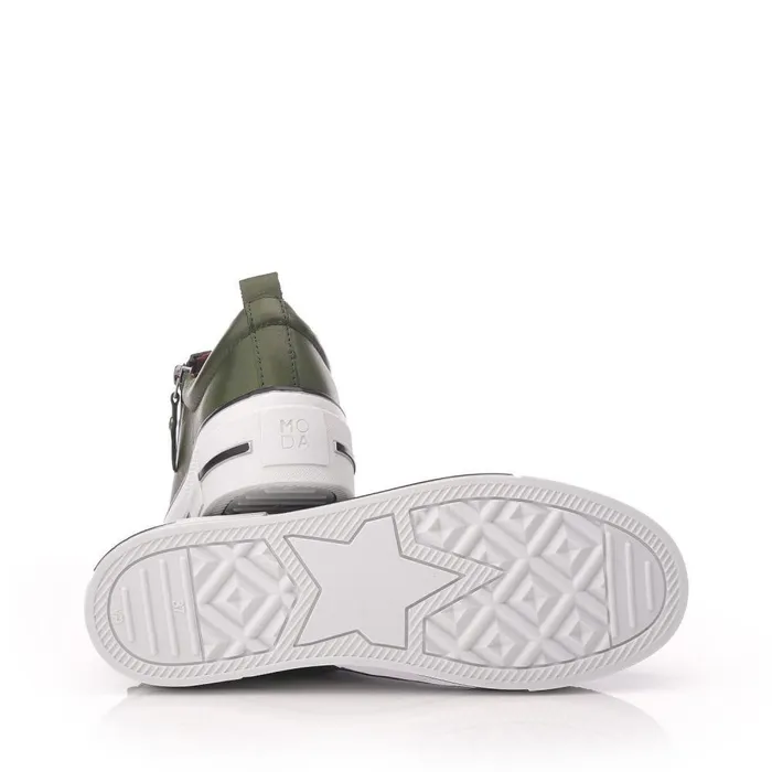Women Moda In Pelle Casual Trainers Filician Green Leather