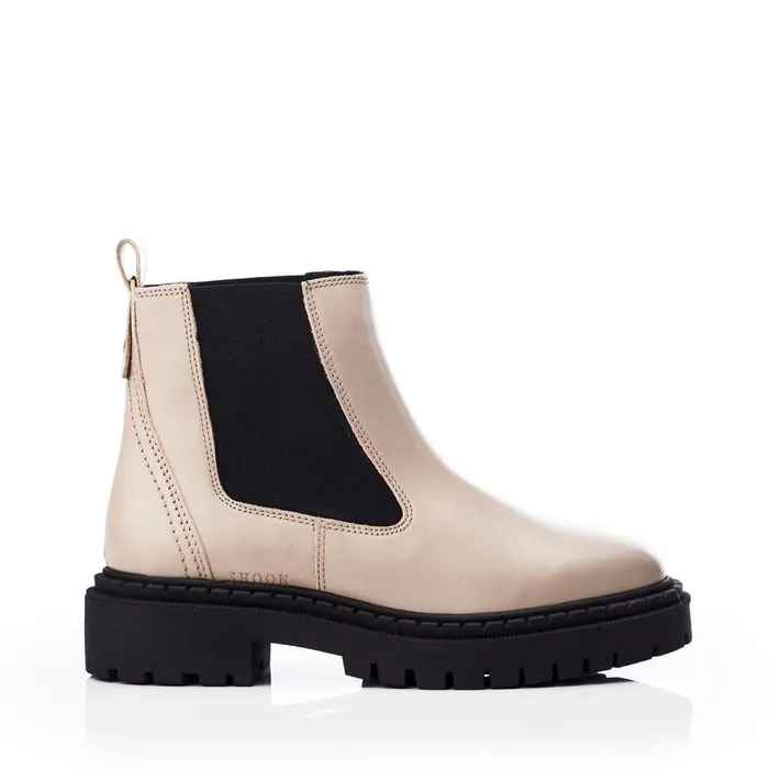 Women Moda In Pelle Chelsea Boots Shoon Sh Santos Taupe Leather