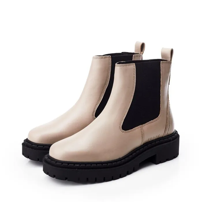 Women Moda In Pelle Chelsea Boots Shoon Sh Santos Taupe Leather