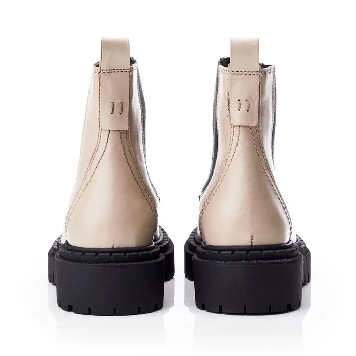 Women Moda In Pelle Chelsea Boots Shoon Sh Santos Taupe Leather