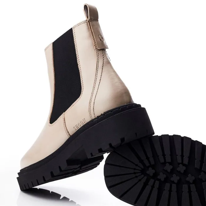 Women Moda In Pelle Chelsea Boots Shoon Sh Santos Taupe Leather