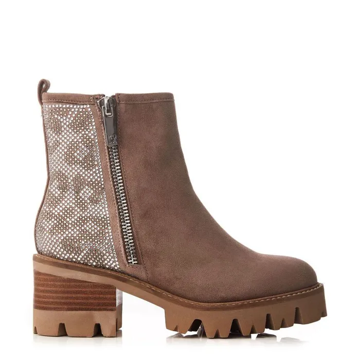 Women Moda In Pelle Chunky Boots Angeli Stone Suede