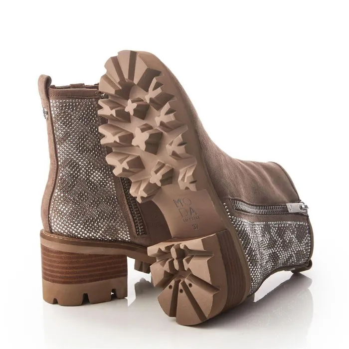 Women Moda In Pelle Chunky Boots Angeli Stone Suede