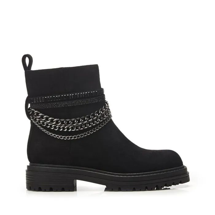 Women Moda In Pelle Chunky Boots Astella Black Alcantara
