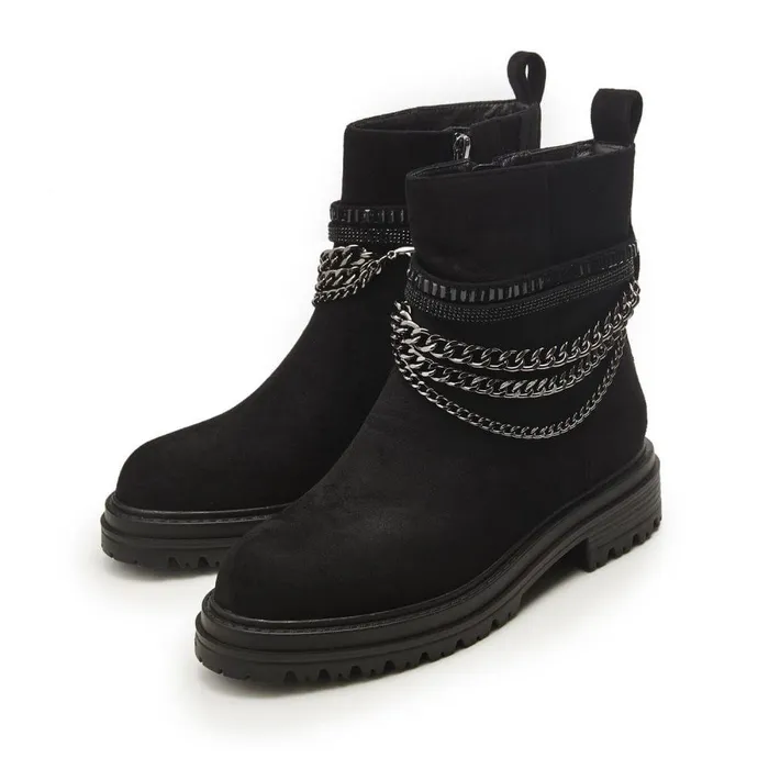 Women Moda In Pelle Chunky Boots Astella Black Alcantara