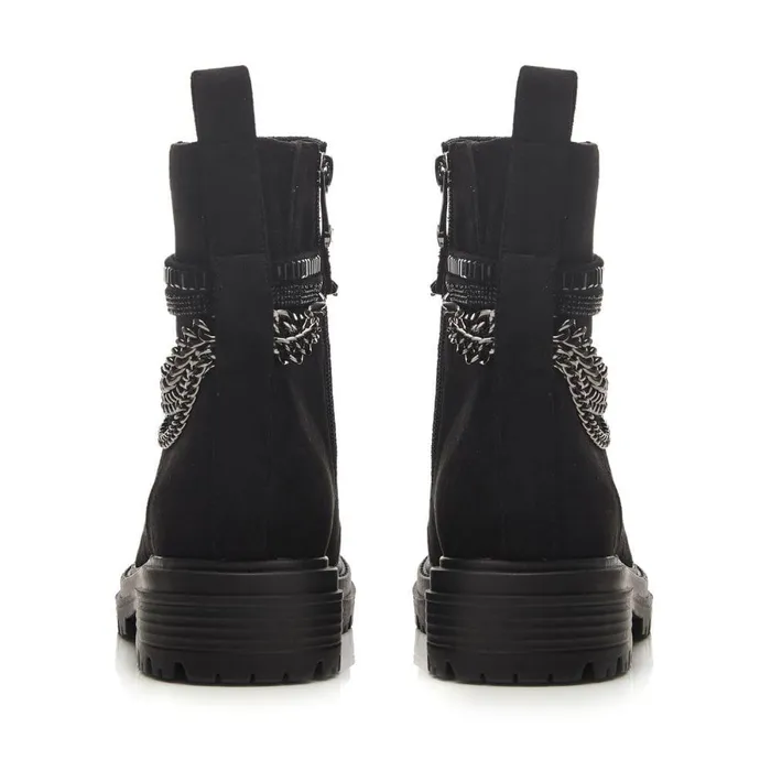 Women Moda In Pelle Chunky Boots Astella Black Alcantara