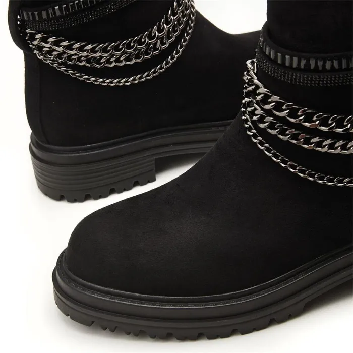 Women Moda In Pelle Chunky Boots Astella Black Alcantara