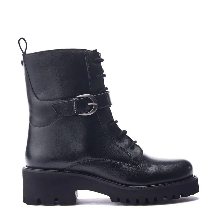 Women Moda In Pelle Chunky Boots Oberon Black Leather
