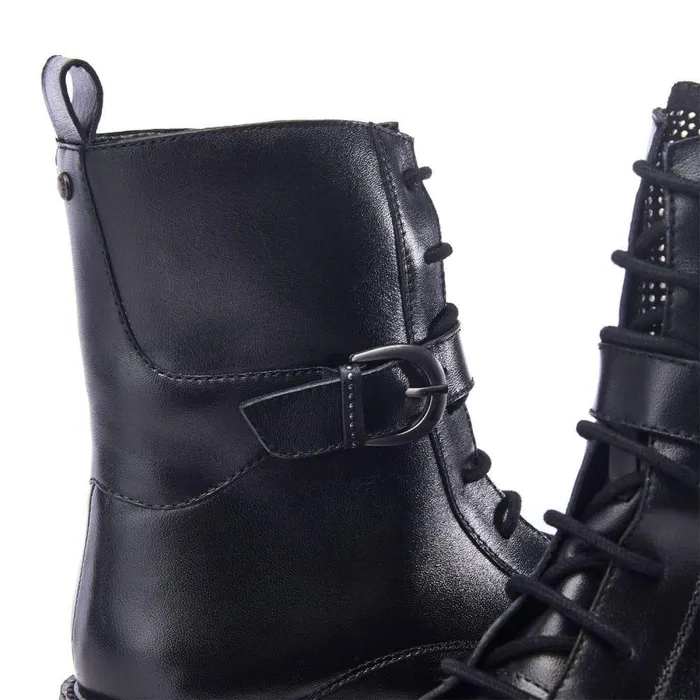 Women Moda In Pelle Chunky Boots Oberon Black Leather