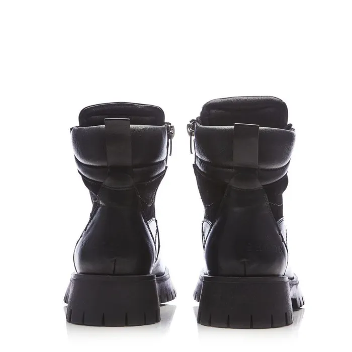 Women Moda In Pelle Chunky Boots Shoon Sh Anello Black Leather