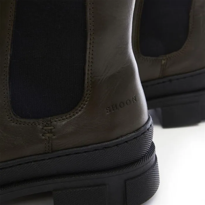 Women Moda In Pelle Chunky Boots Shoon Sh Boulder Olive Leather