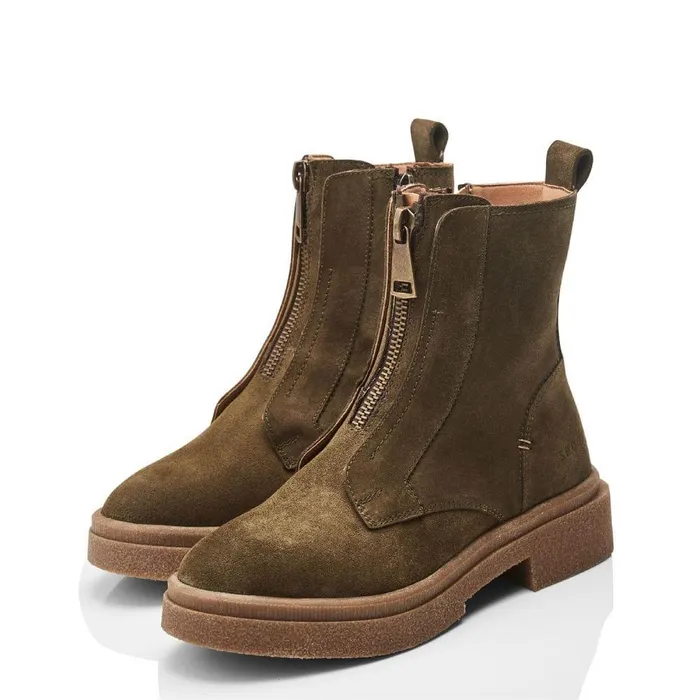 Women Moda In Pelle Chunky Boots Shoon Sh Sacoma Olive Suede