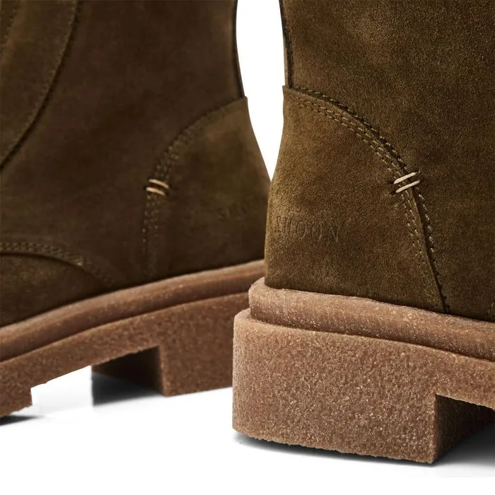 Women Moda In Pelle Chunky Boots Shoon Sh Sacoma Olive Suede
