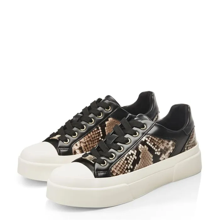 Women Moda In Pelle Chunky Trainers Amilyn Natural Snake Print Leather