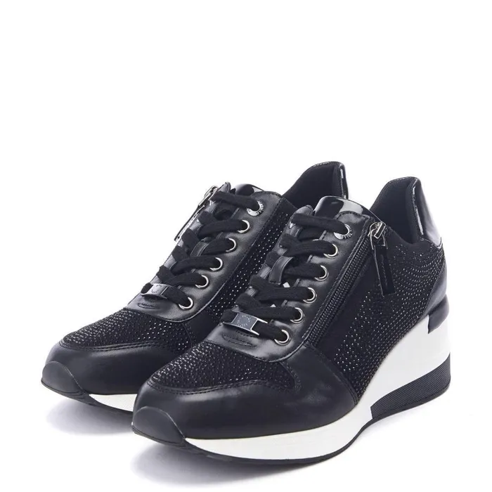 Women Moda In Pelle Chunky Trainers Brookie Black Porvair