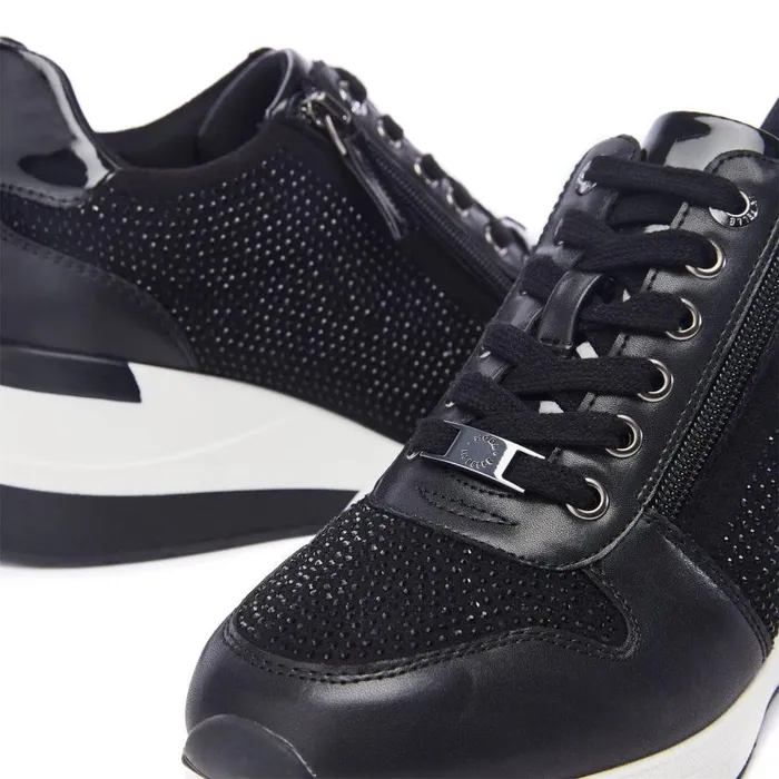 Women Moda In Pelle Chunky Trainers Brookie Black Porvair