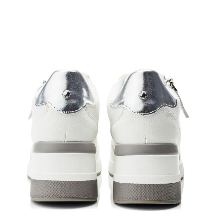 Women Moda In Pelle Chunky Trainers Claudie White Porvair