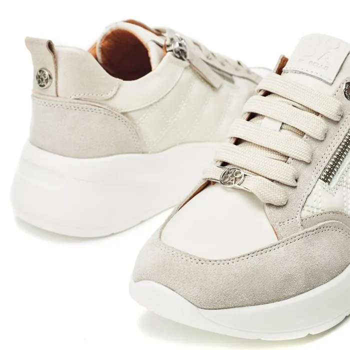 Women Moda In Pelle Chunky Trainers Courtlyn Off White Leather