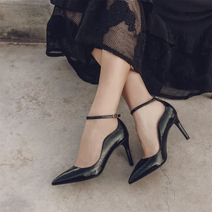 Women Moda In Pelle Court Shoes Cristel Black Patent