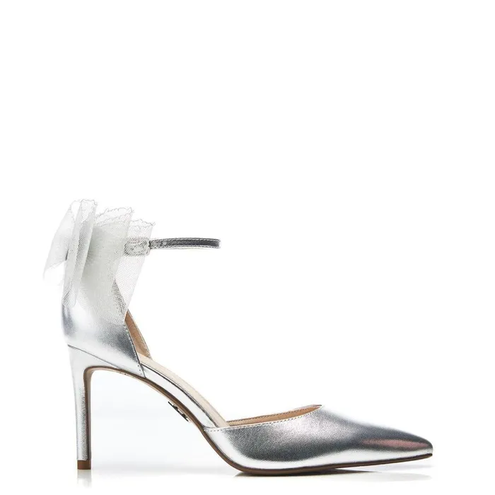 Women Moda In Pelle Court Shoes Jazlyne Silver Metallic Leather
