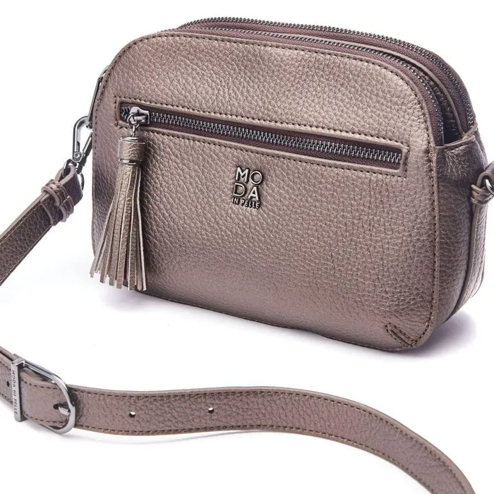 Women Moda In Pelle Crossbody Bags Aubree Bag Pewter Porvair