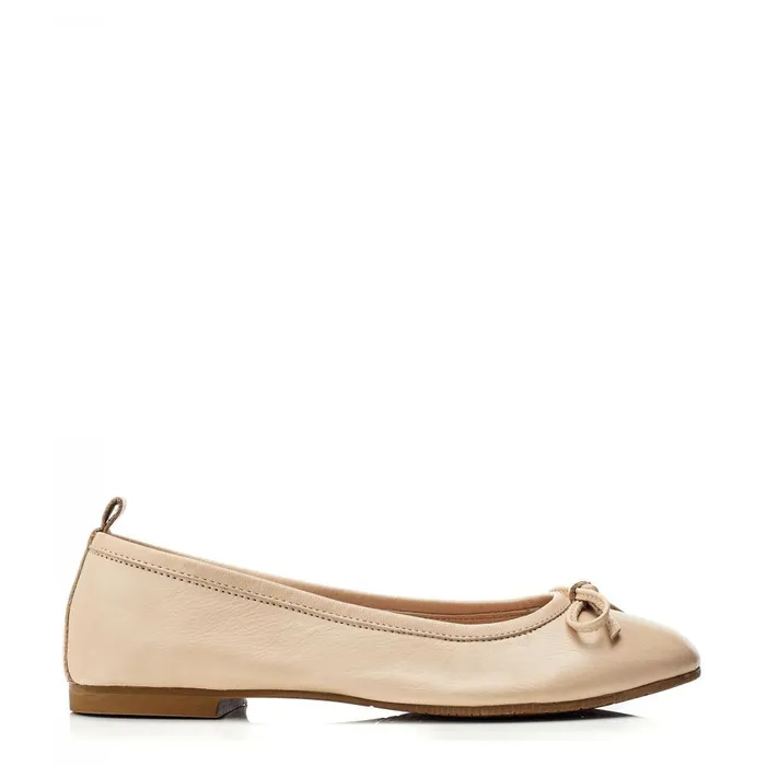 Women Moda In Pelle Flat And Ballerina Shoes Bsoleful BButterfly Beige Leather