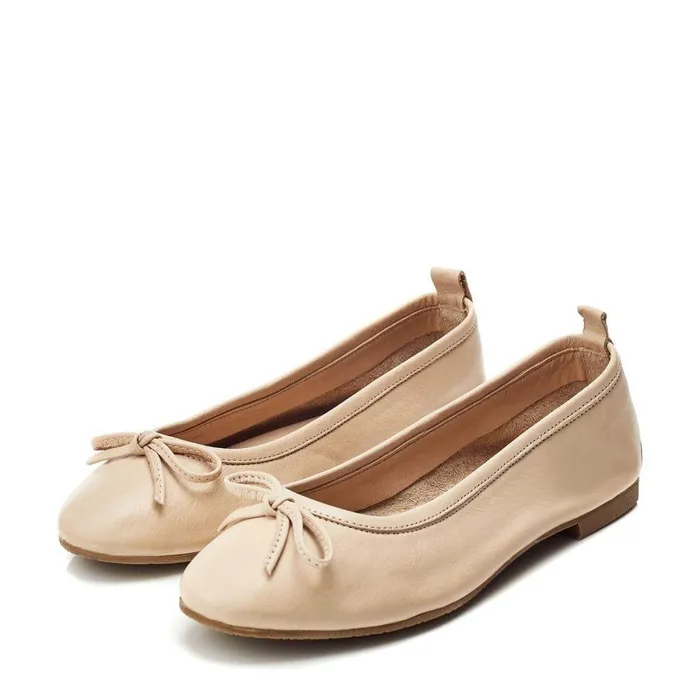 Women Moda In Pelle Flat And Ballerina Shoes Bsoleful BButterfly Beige Leather