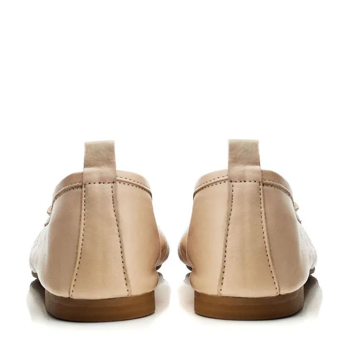 Women Moda In Pelle Flat And Ballerina Shoes Bsoleful BButterfly Beige Leather