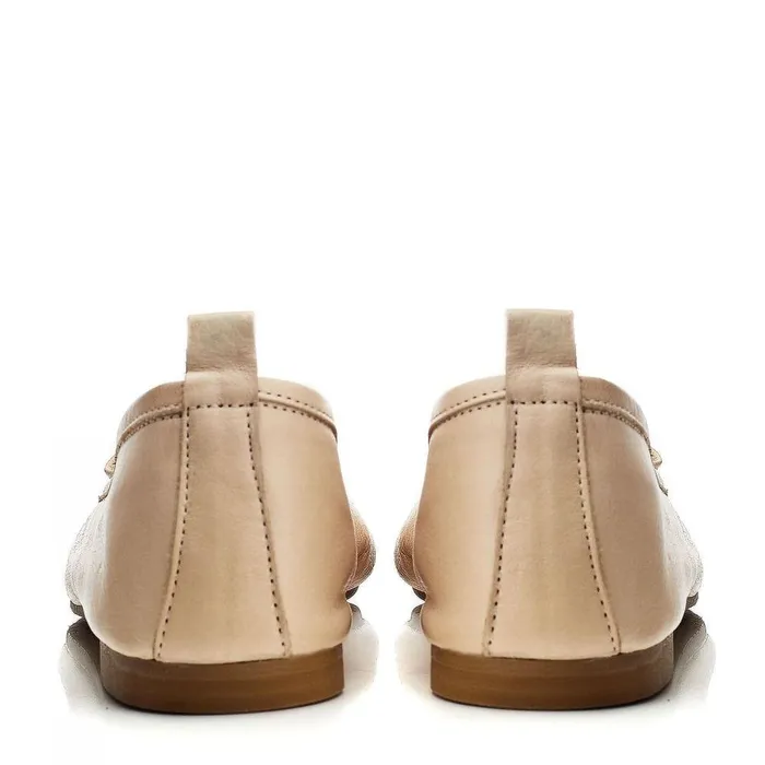 Women Moda In Pelle Flat And Ballerina Shoes Bsoleful BButterfly Beige Leather
