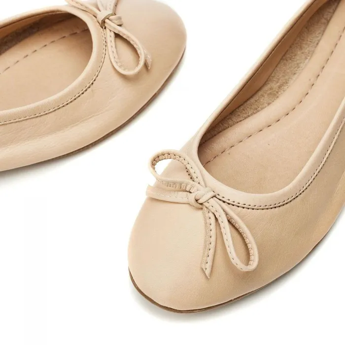 Women Moda In Pelle Flat And Ballerina Shoes Bsoleful BButterfly Beige Leather