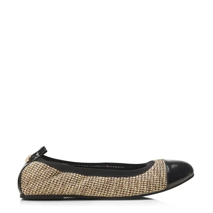 Women Moda In Pelle Flat And Ballerina Shoes Fliccy Gold Textile