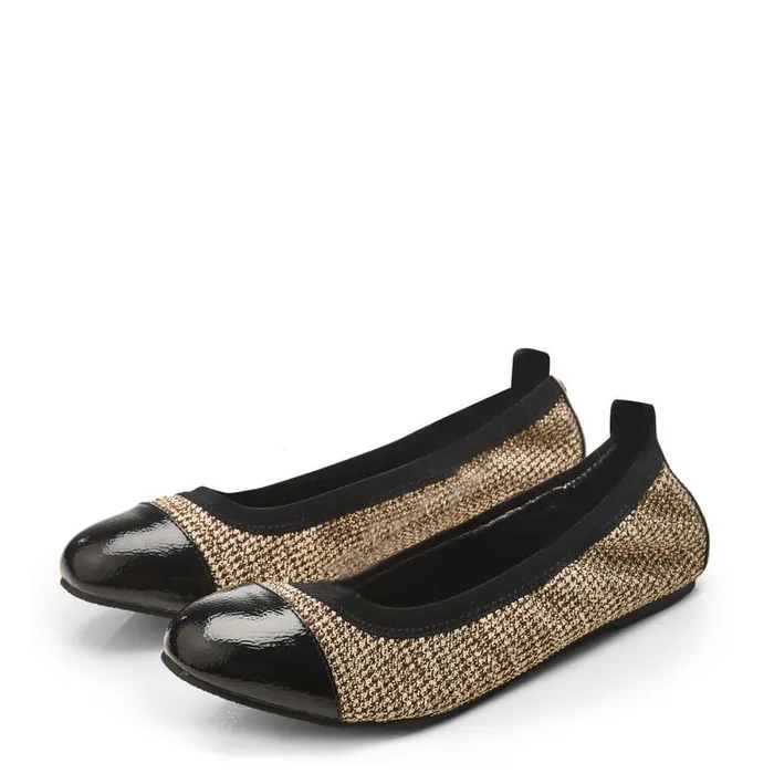 Women Moda In Pelle Flat And Ballerina Shoes Fliccy Gold Textile