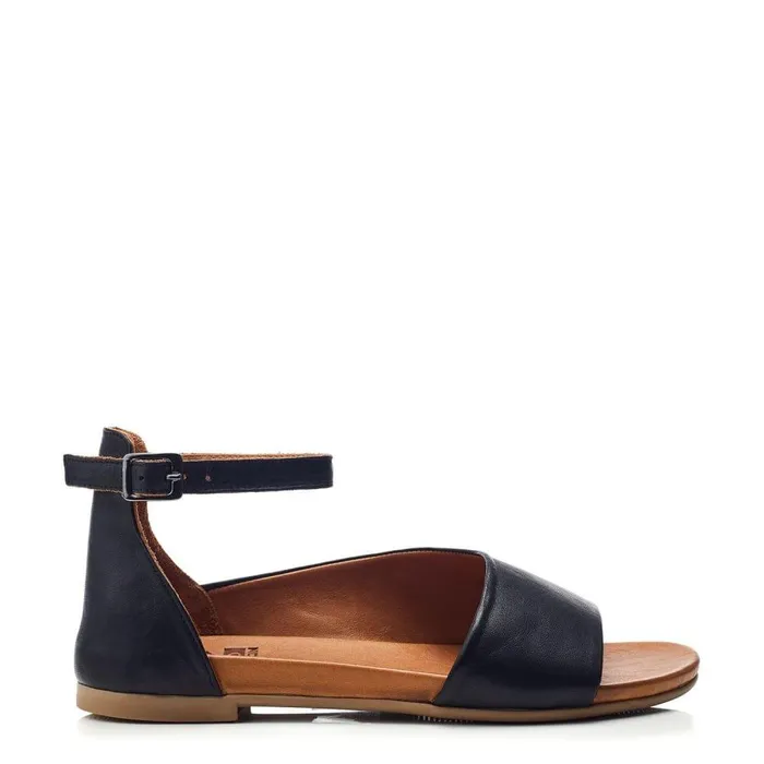 Women Moda In Pelle Flat Sandals Bsoleful BBasel Black Leather