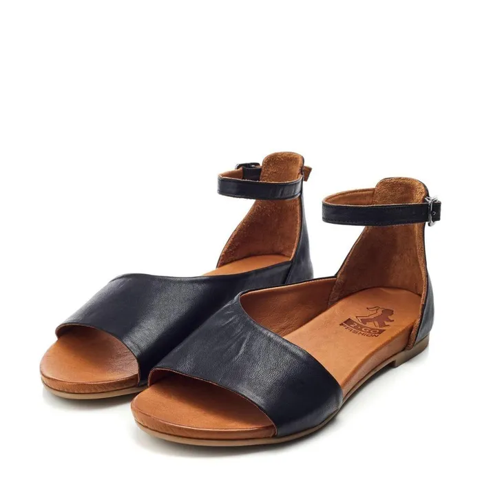 Women Moda In Pelle Flat Sandals Bsoleful BBasel Black Leather