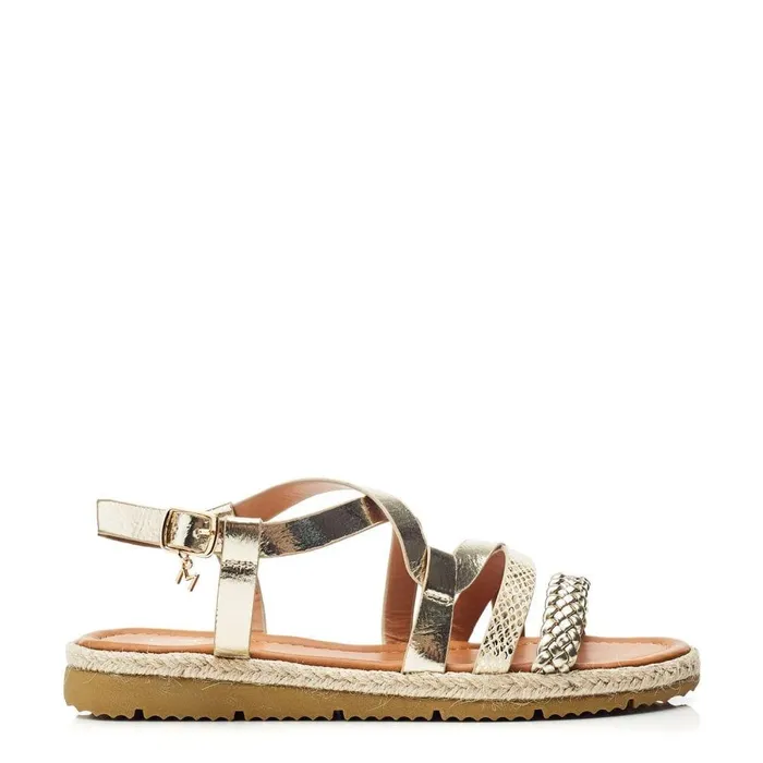 Women Moda In Pelle Flat Sandals Nanccey Gold Metallic